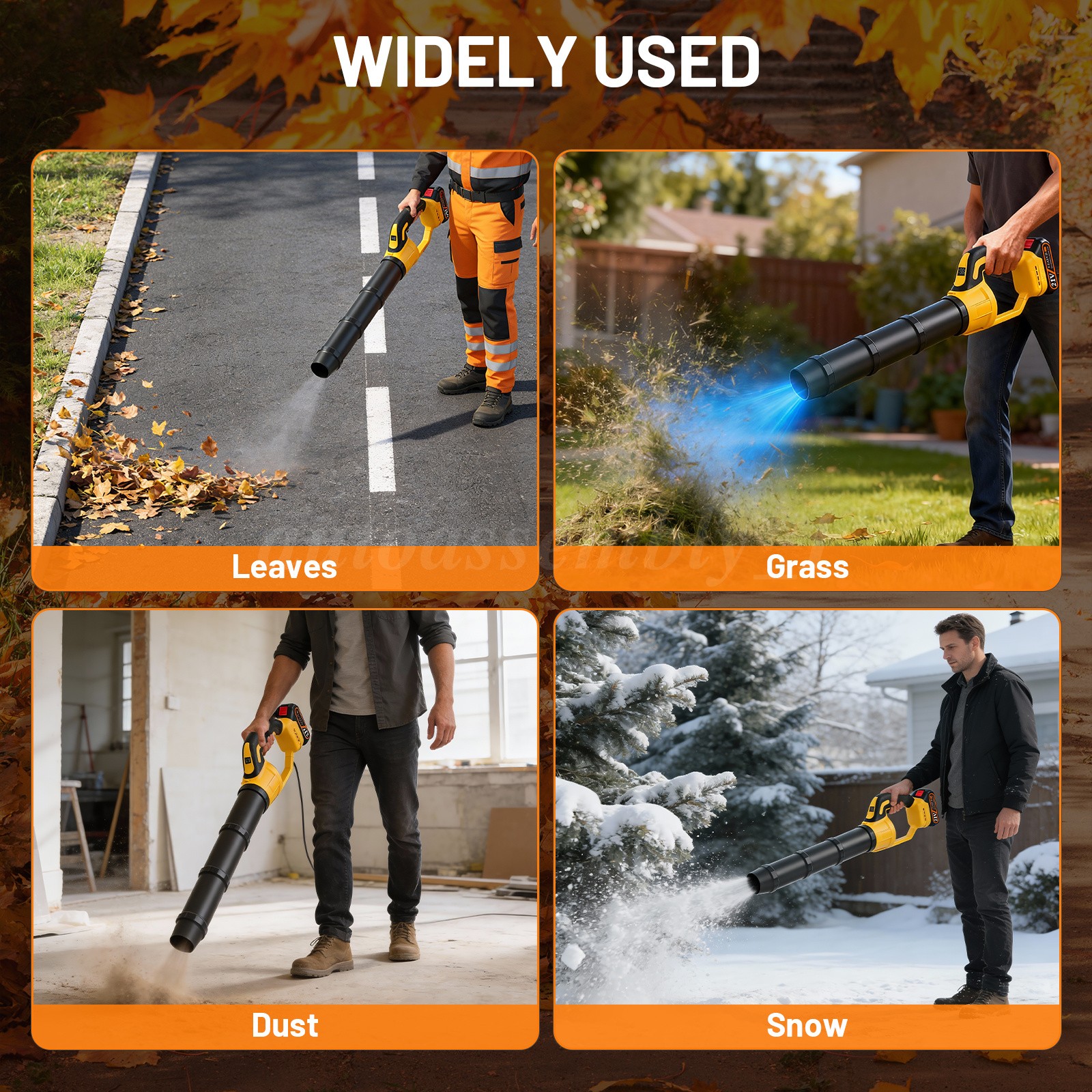 Cordless Leaf Blower 680CFM/280MPH & 2 Speed Levels Electric w/ 3*2.0Ah Battery