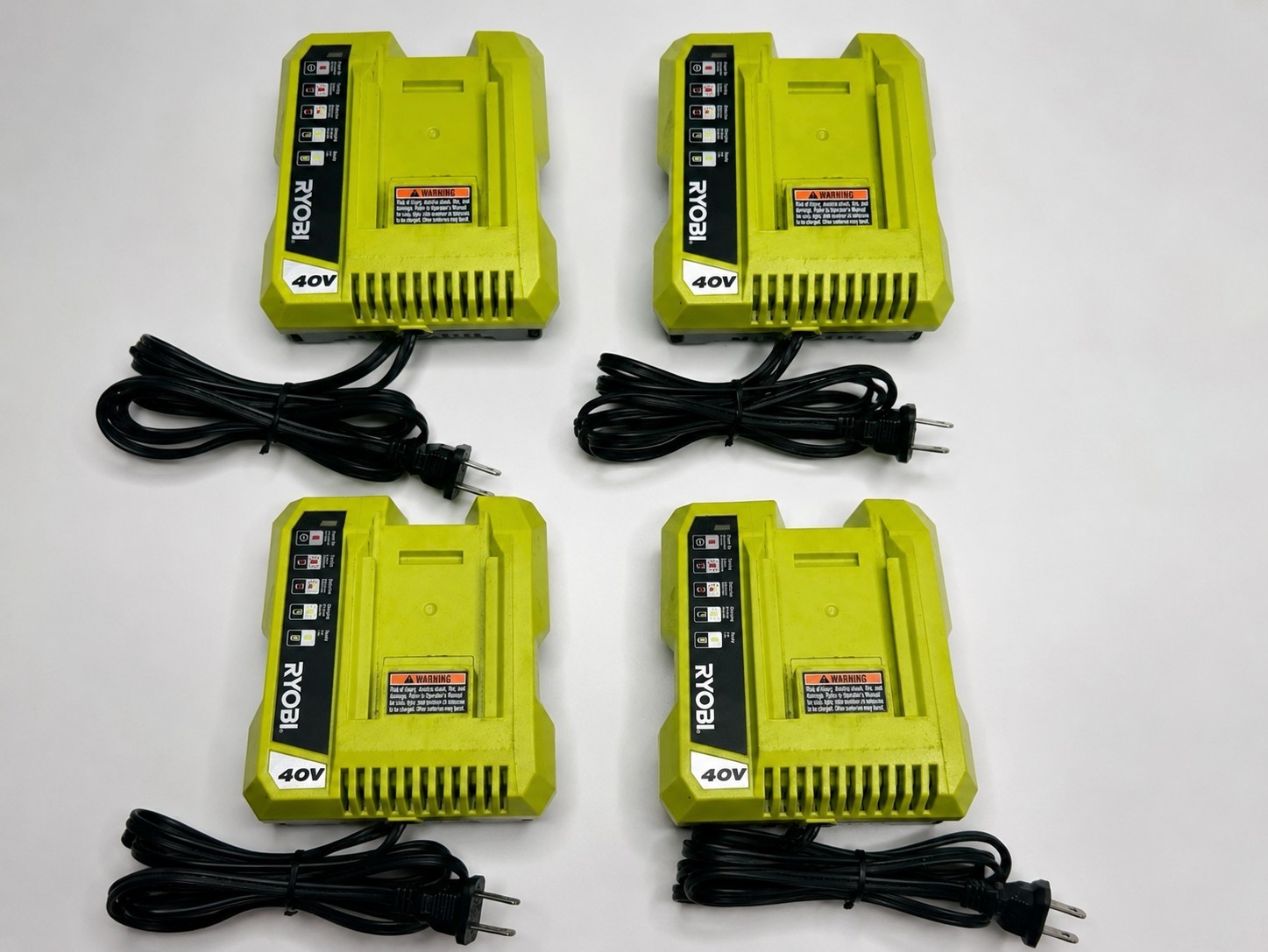 4 Pack Ryobi OP401 40V Li-Ion Battery Charger – Used
