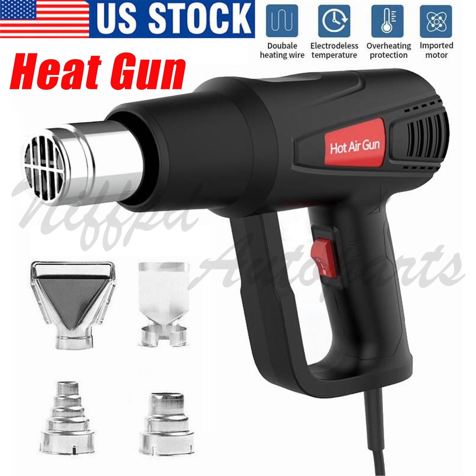 2000W Heat Gun Hot Air Gun Wind Blower Dual Temperature Settings High Power Tool