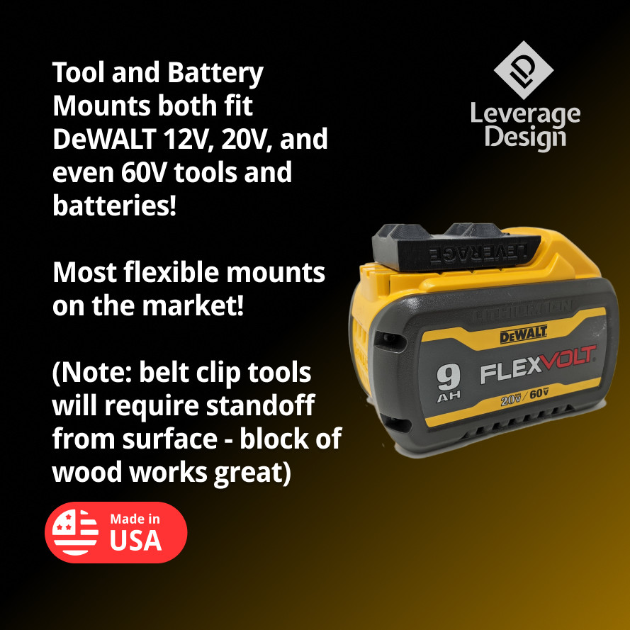 6 / 6 Combo Pack DeWALT 20V 60V Tool & Battery Mounts/Hangers/Holder – BEST FIT!