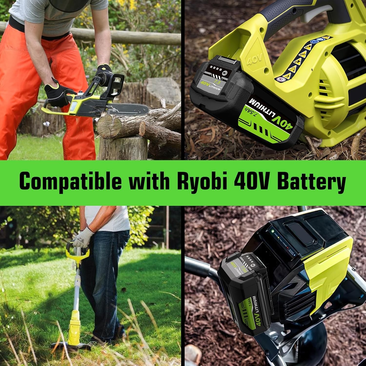 7500mAh Extend Capacity Replacement for Ryobi 40V Battery Compatible with Ryobi