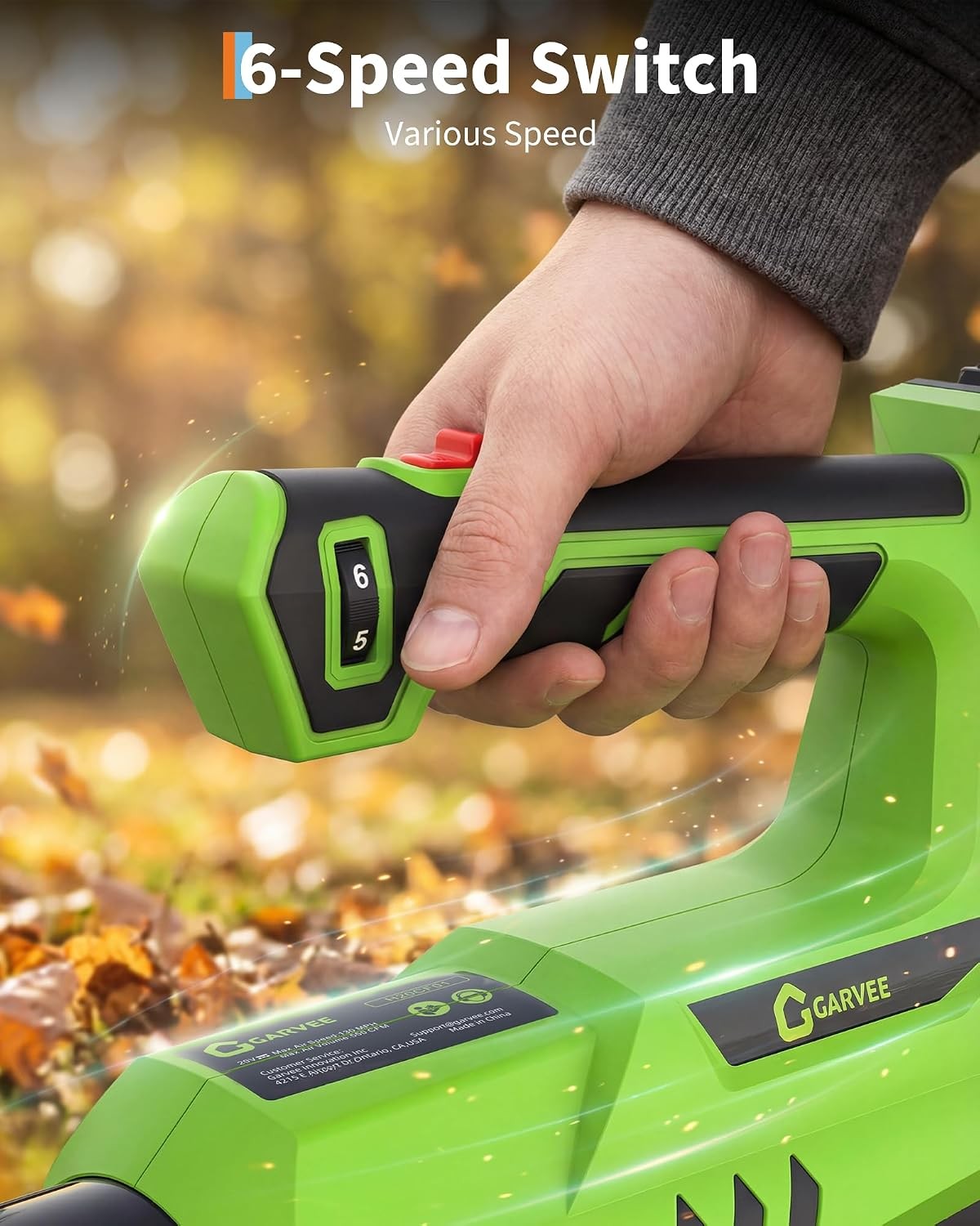 Cordless Leaf Blower 550CFM 130MPH 6 Speed Electric Lawn Blower with 2 Batteries