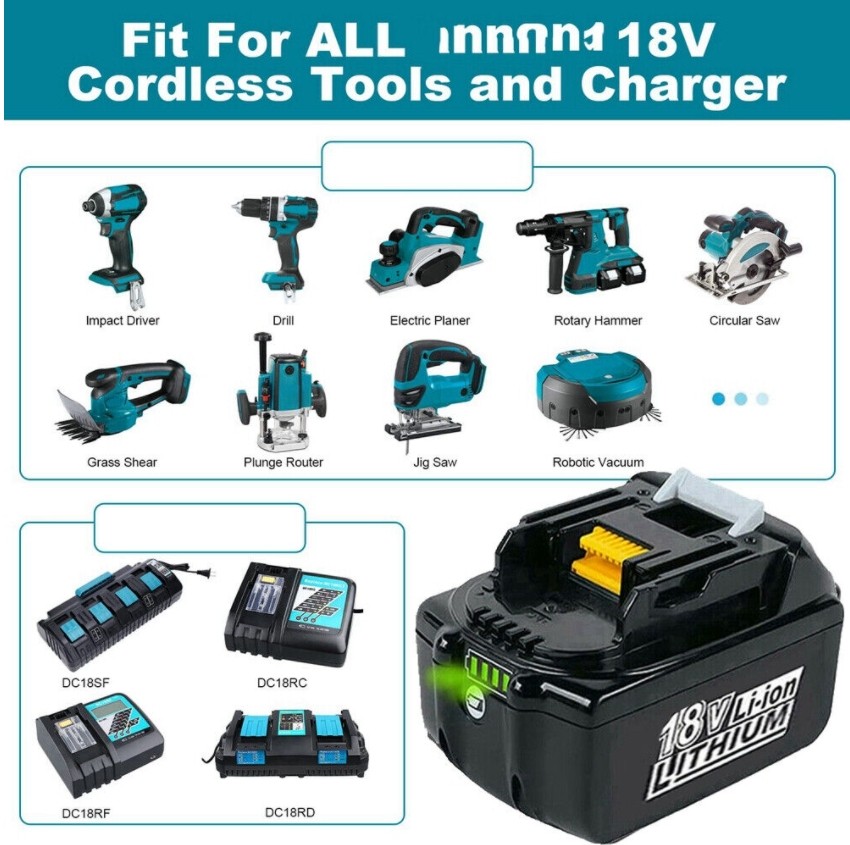 2X 8.0Ah 5Ah 18V Lithium Battery /Dual Charger For Makita BL1860 BL1830 BL1850