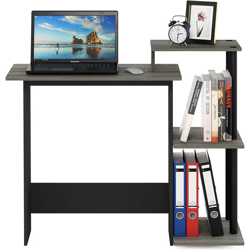 Compact Computer Desk W/ 3 Open Shelves Home Office Study Gaming Setup New