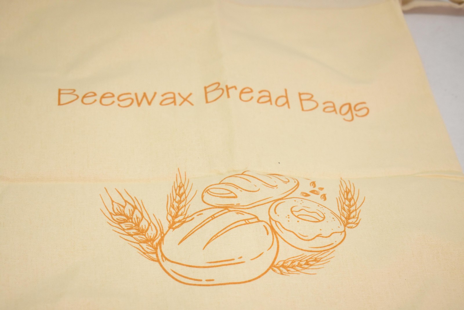 Beeswax Bread Bags Large 20×11 Beige Cotton Lunch Reusable Easy Clean Eco