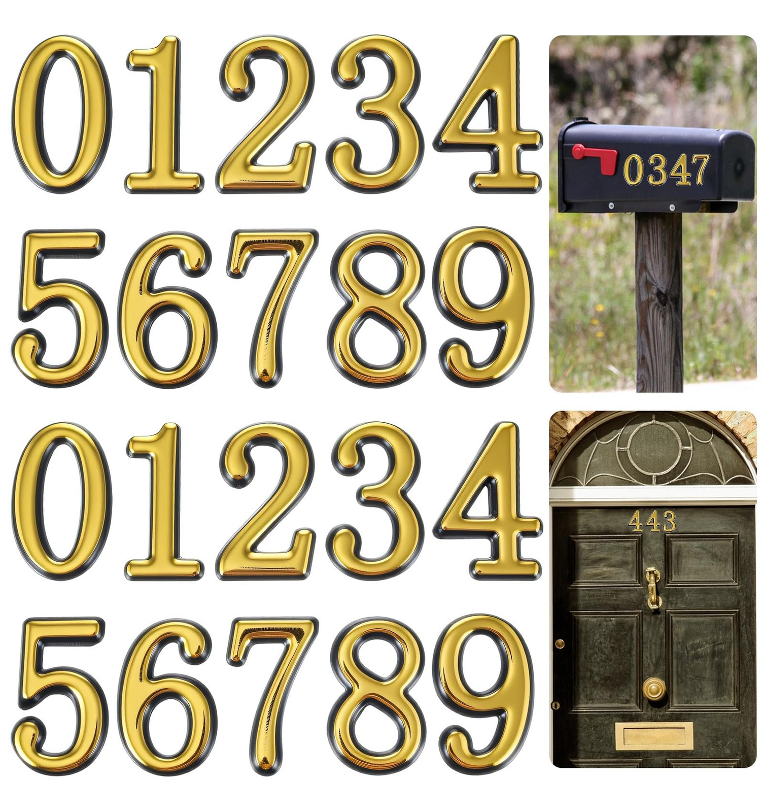20Pcs Gold Mailbox Numbers, 2 Inch Mail Box Numbers for Mailbox Outside, Self…