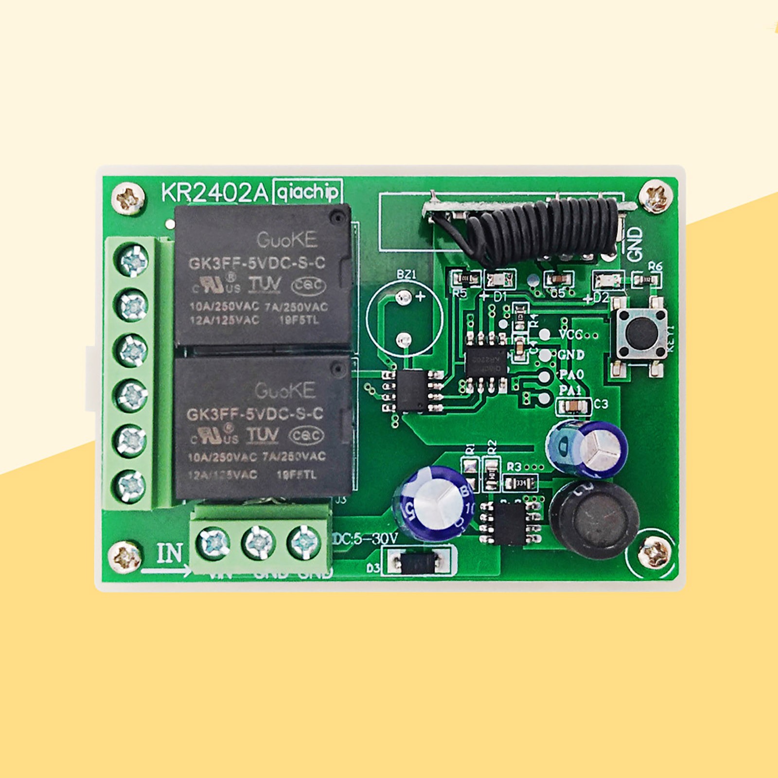 433MHz Universal Wireless Remote Control DC 6V 12V 24V 2CH RF Relay Transmitter