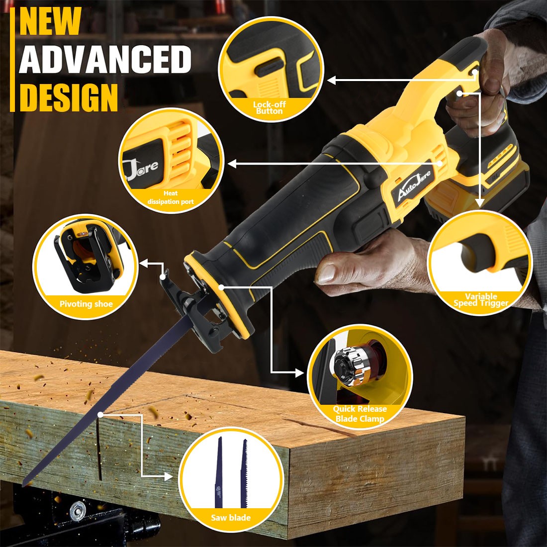 Cordless Reciprocating for Dewalt 20V Battery Brushless Power Recipro Saw Tool