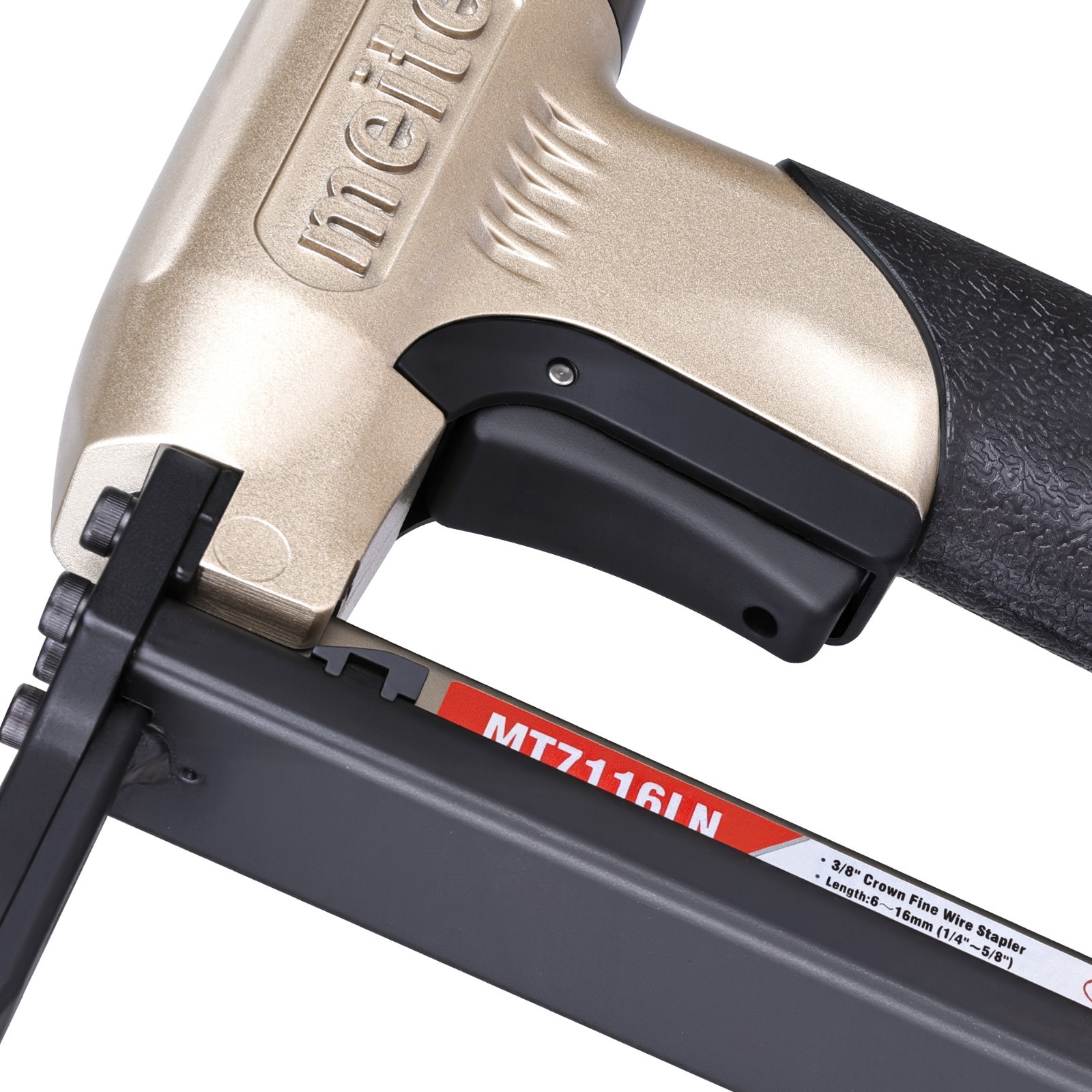 meite MT7116LN 22GA 3/8” Crown Pneumatic Upholstery Stapler with Long Muzzle