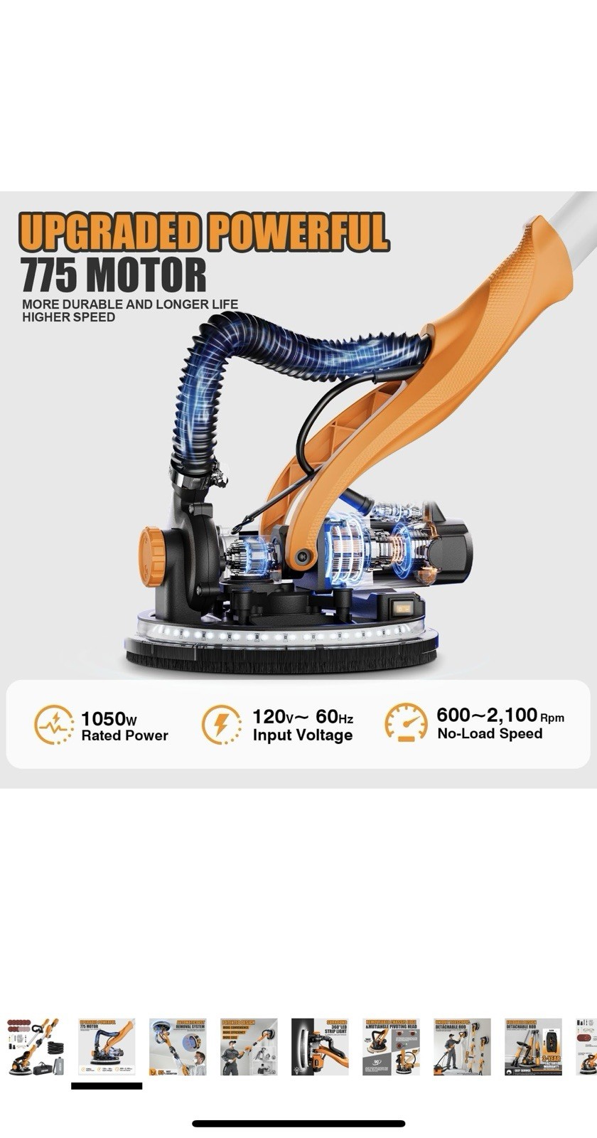 Drywall Sander, 1050W Electric Drywall Sander with Vacuum Dust Collection, 7 …