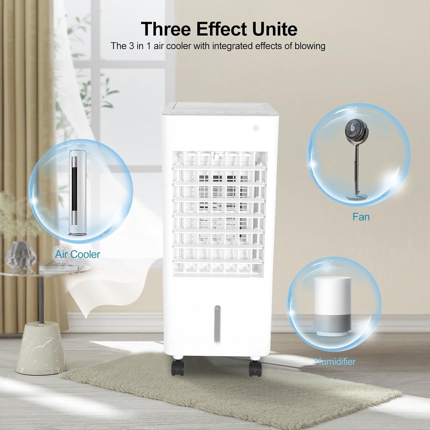 3-IN-1 Portable Air Conditioners w/Remote 1.45-Gal Tank For Room Bedroom Office