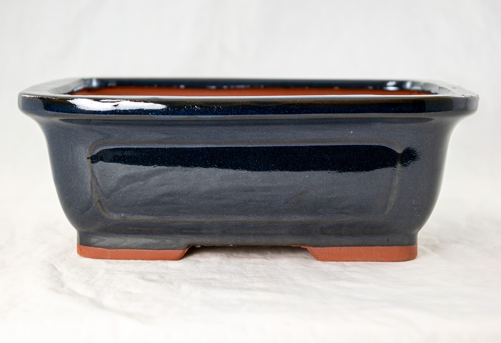 Rectangular Cactus & Succulent, Bonsai Pot 8″x 6″x 3″ w/Mesh – Navy Blue Glazed