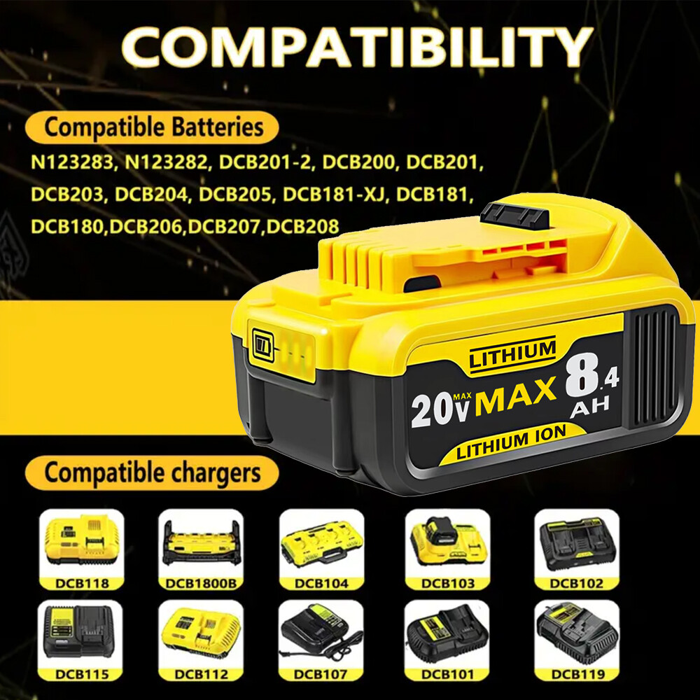 2Pack 8000mAh Lithium Battery For DeWalt 20 Volt Max 8.0AH DCB205 DCB206 DCB200