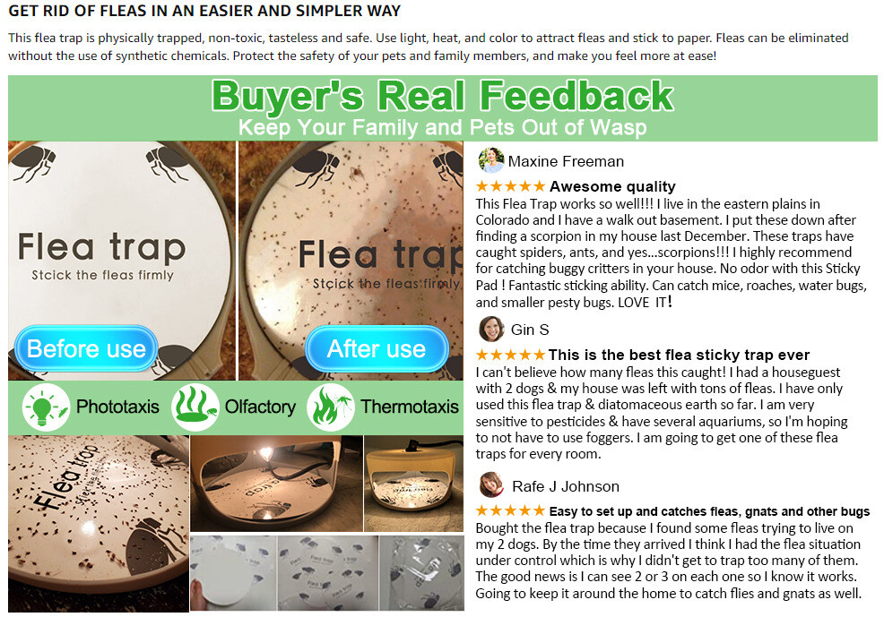 Flea Traps for Inside Your Home with 2 Sticky Disc & 2 Bulbs & 1 Electric Wires
