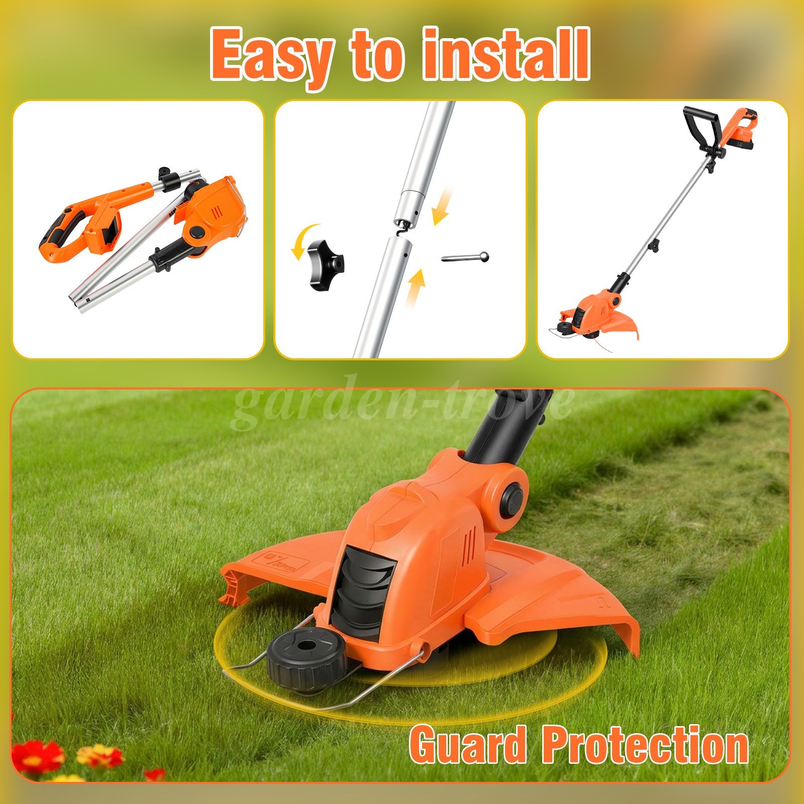 12″Electric Cordless Grass String Trimmer Lawn Edger Weed with Battery & Charger