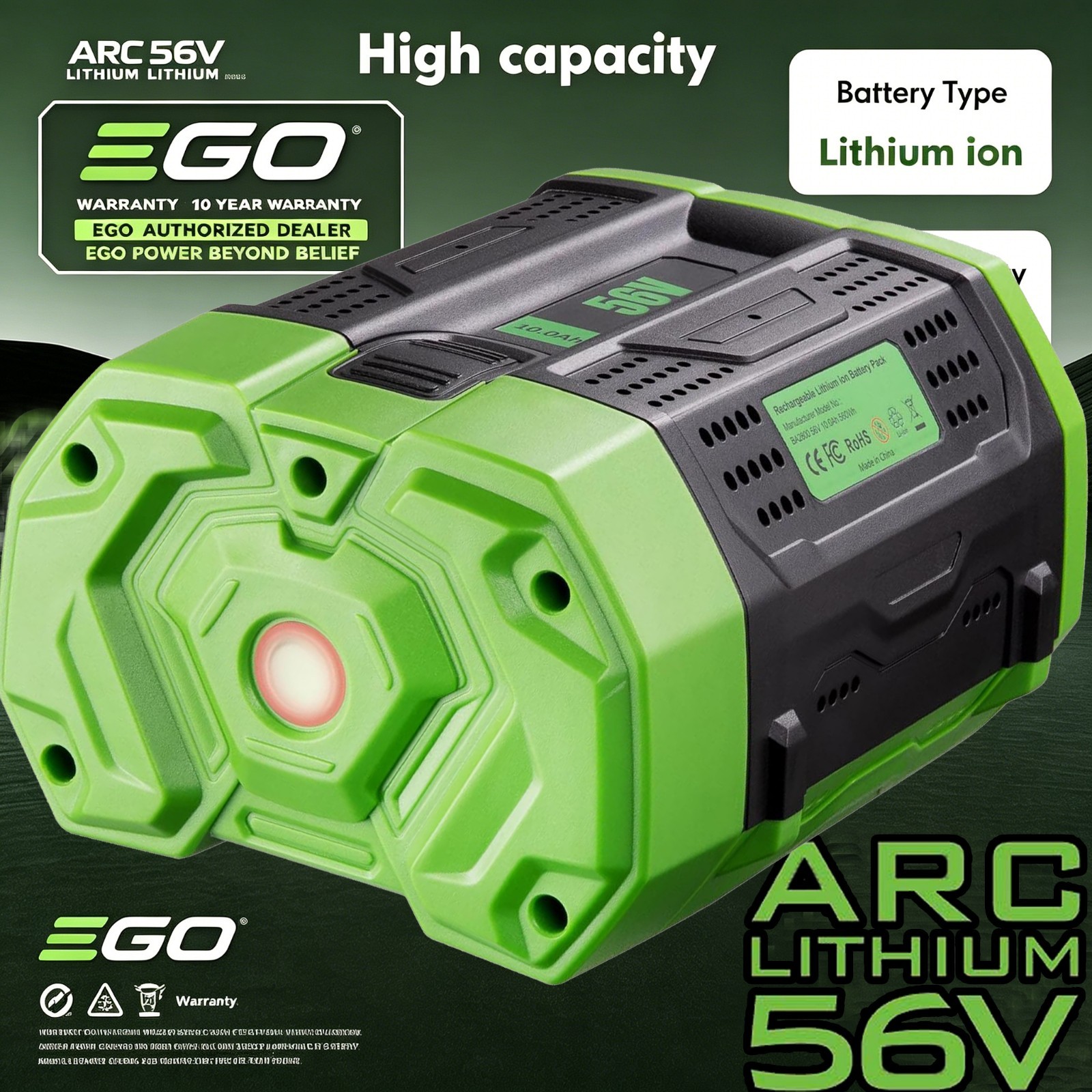 Genuine EGO POWER+ BA2800T 56V 10.0AH Lithium Battery w/ Fuel Gauge Original OEM