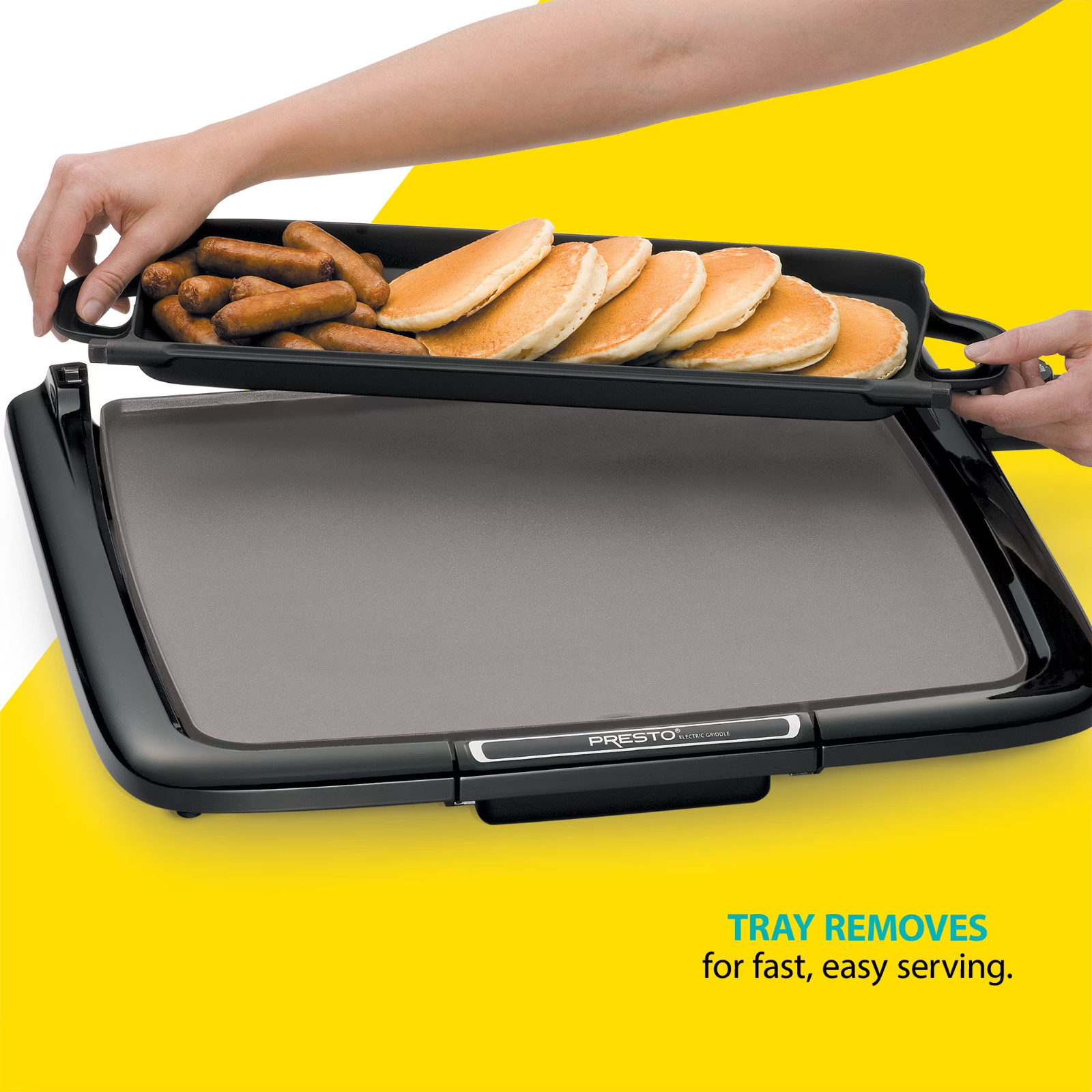 Presto Ceramic Electric Griddle/Warmer Plus, Black 07024, Dishwasher Safe Parts