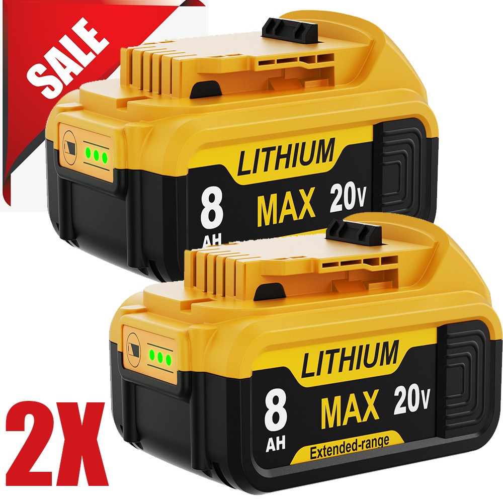 1/ 2Pack 8.0AH Lithium Ion Battery For DeWalt 20V Max DCB206-2 DCB205-2 /Charger