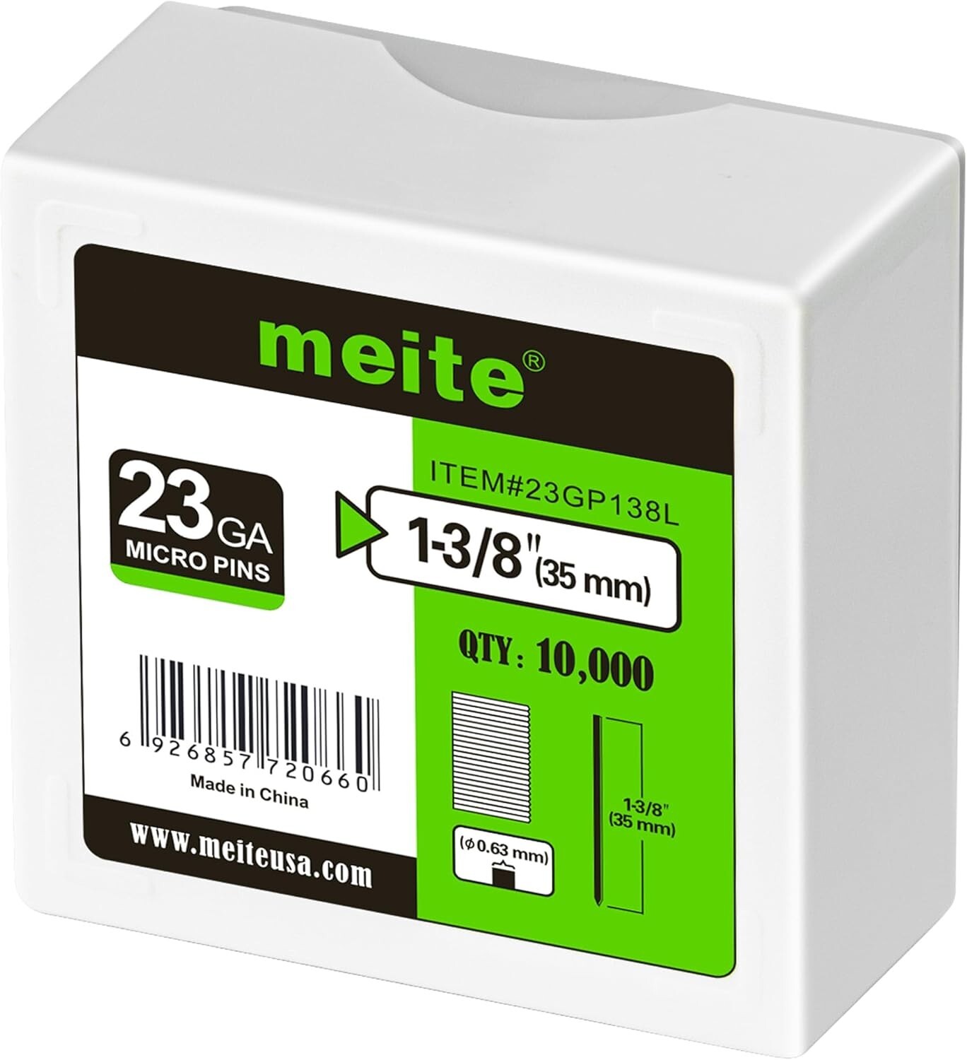 10,000 Counts meite 23 Gauge Headless Pinner Nails 3/8″- 2″ Length Pin Nails