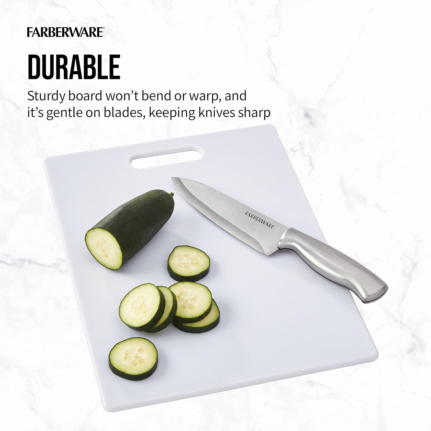 FARBERWARE Large Plastic Cutting Board, Dishwasher-Safe Kitchen Board, 11×14