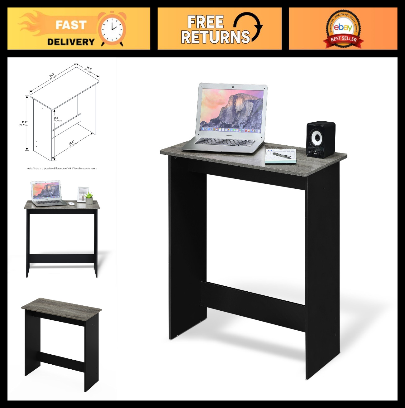 Compact Gaming Desk 31.3″ – Rectangular Computer Desk for Home Office, Study, Do
