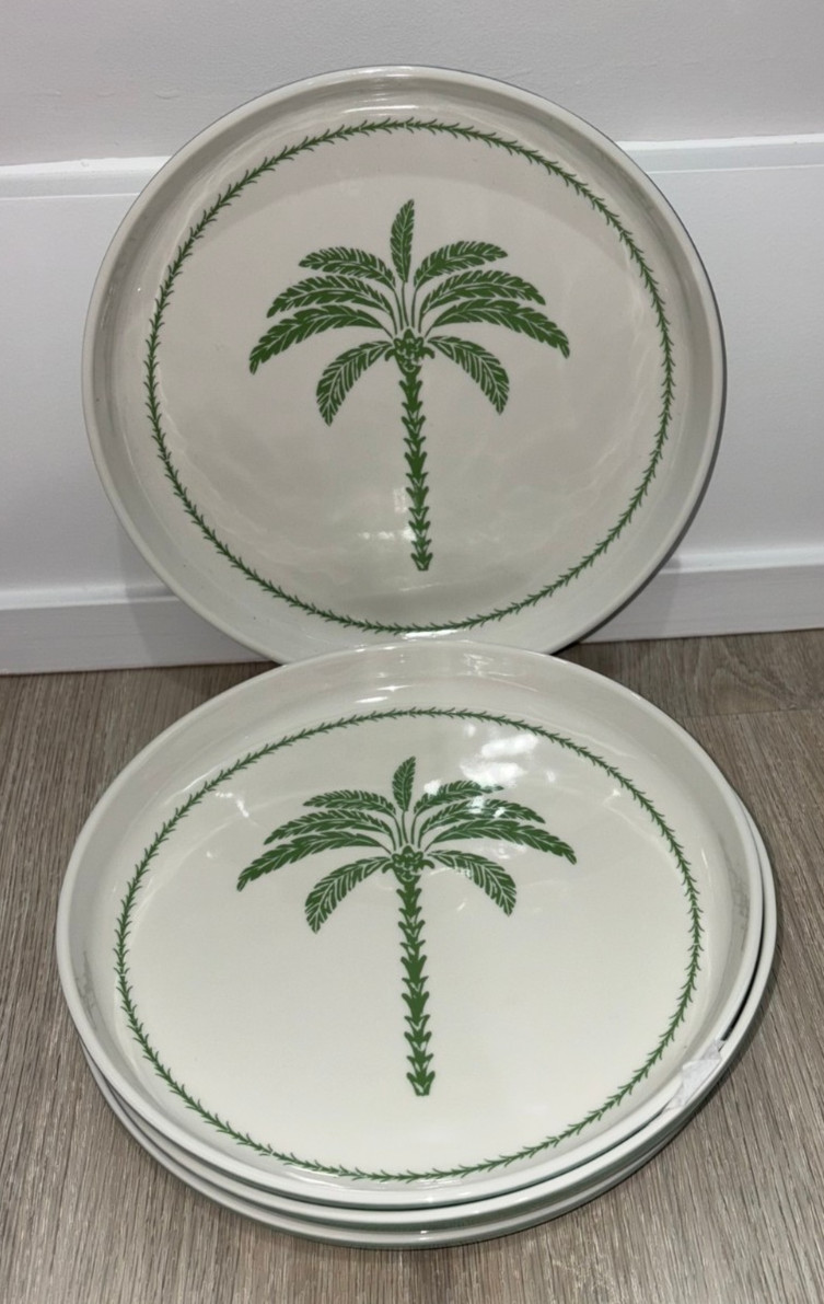 Tommy Bahama Tropical Palm Tree Melamine Salad Plates Set of 4 NEW 8.5 in Beach