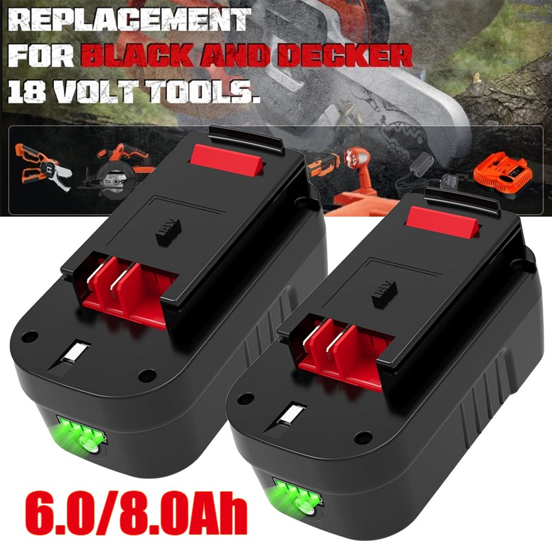 1-2Pack 18V 8.0Ah For Black and Decker 18 Volt Li-ion Battery HPB18 HPB18-OPE
