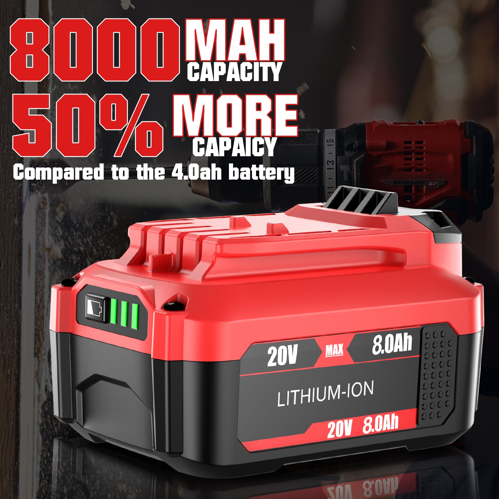 2pcs For Craftsman V20 Battery CMCB205 CMCB206 CMCB203 CMCB202 20V 8.0ah Battery