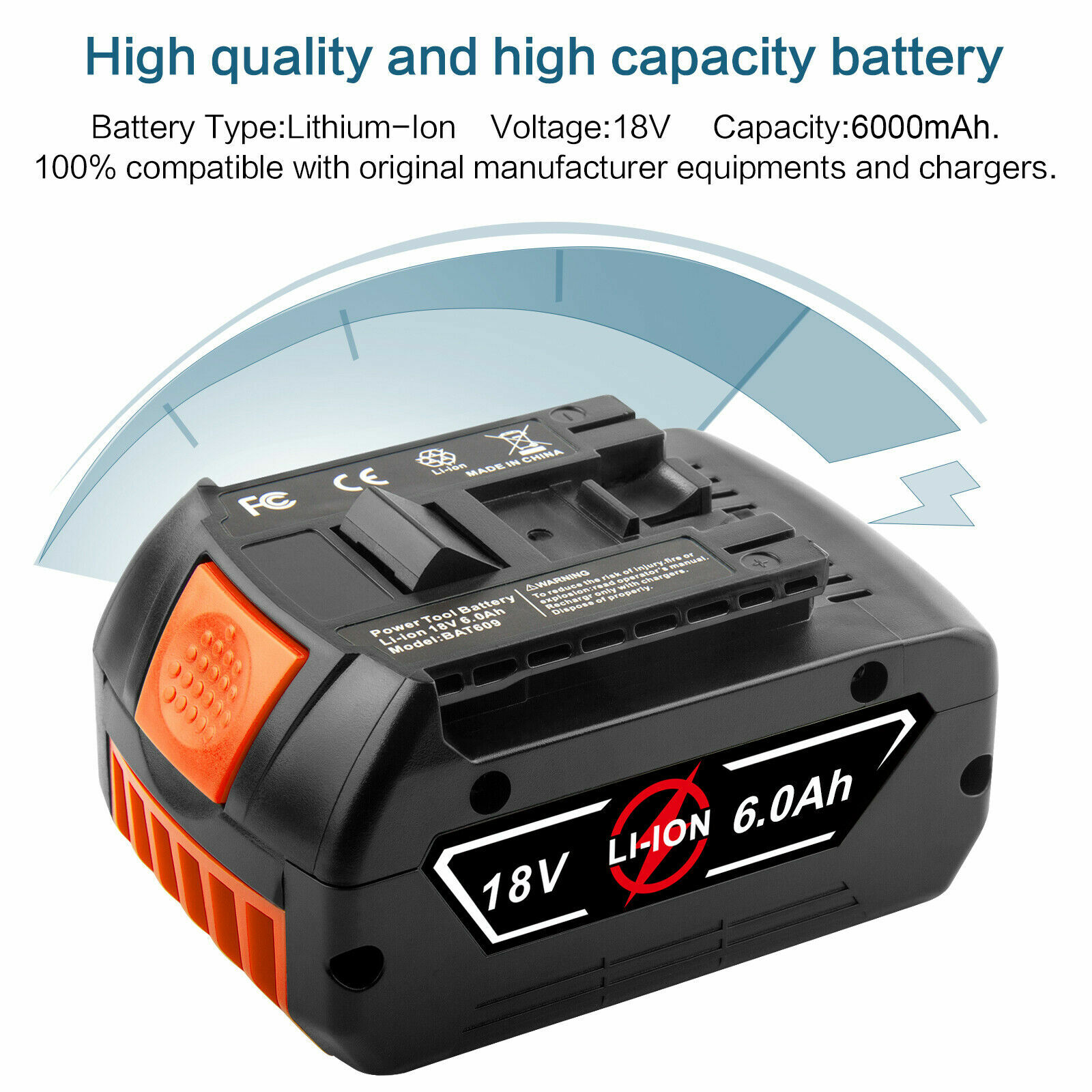 Battery For Bosch 18V 6.5Ah 5.0AH Li-ion BAT609 BAT610G BAT618 BAT620 24618-01