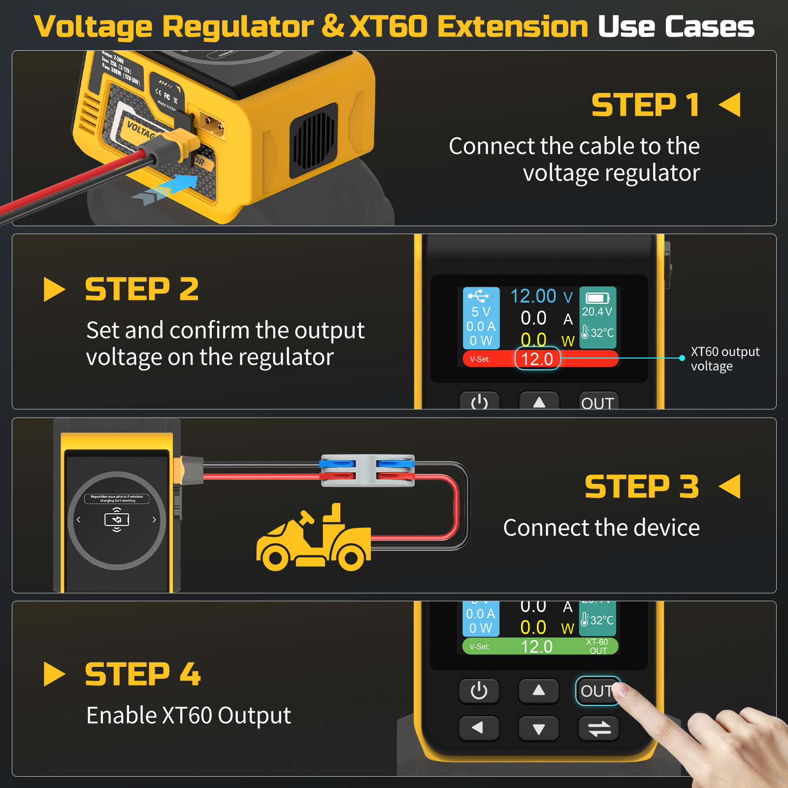2-Pack 300W Power Regulator Compatible with DeWalt 20V Battery (No Battery)