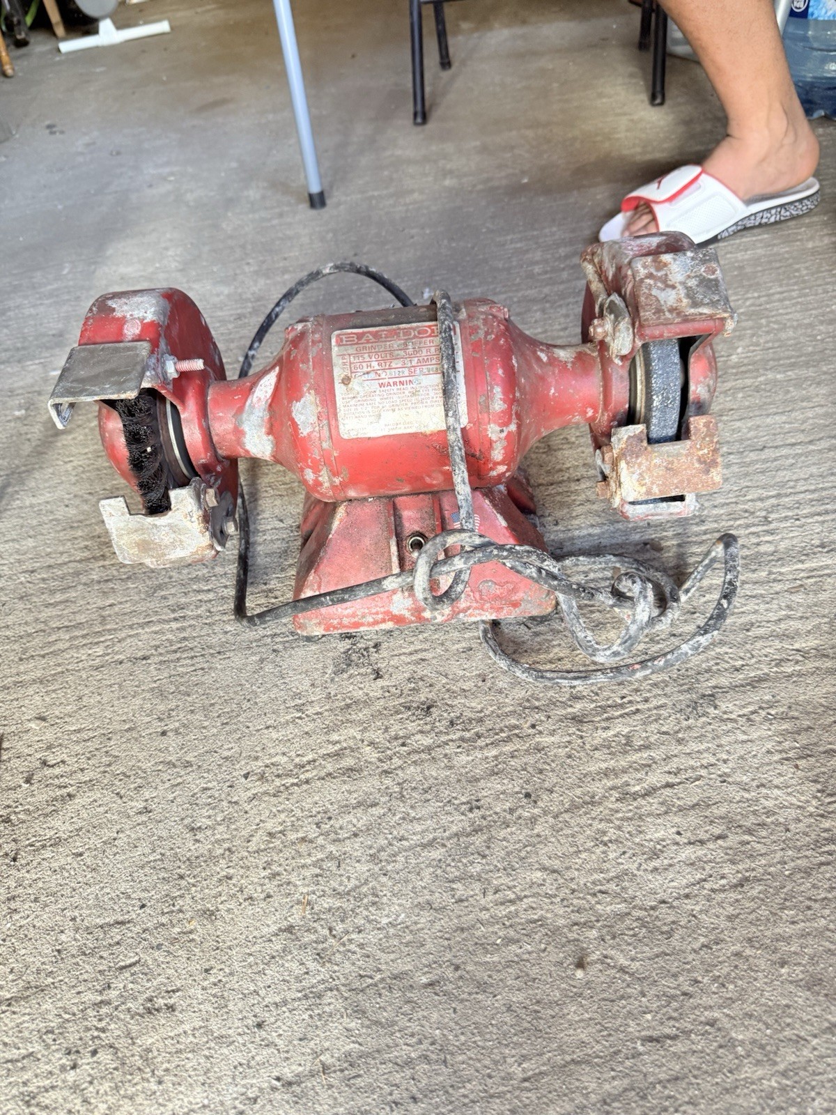 Baldor Corded Electric Bench Grinder Double Wheel Red Rotary/Circular