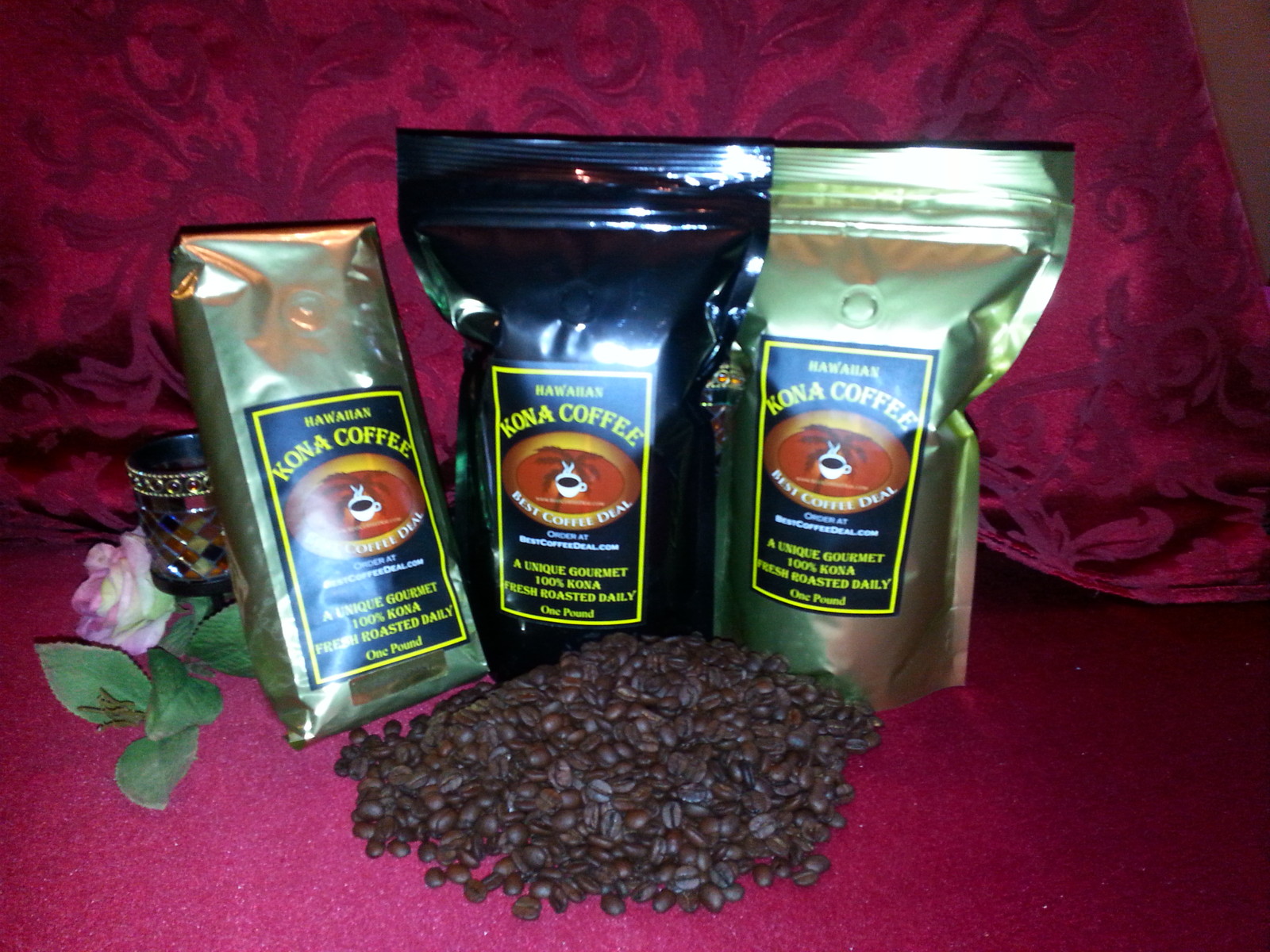 100% Hawaiian Kona – Whole Bean Coffee – ONE POUND Bag Fresh Roasted