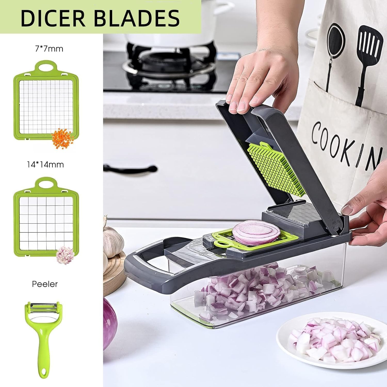 Vegetable Chopper: 16 in 1 Food Chopper – Onion Vegetable Slicer Cutter Dicer…