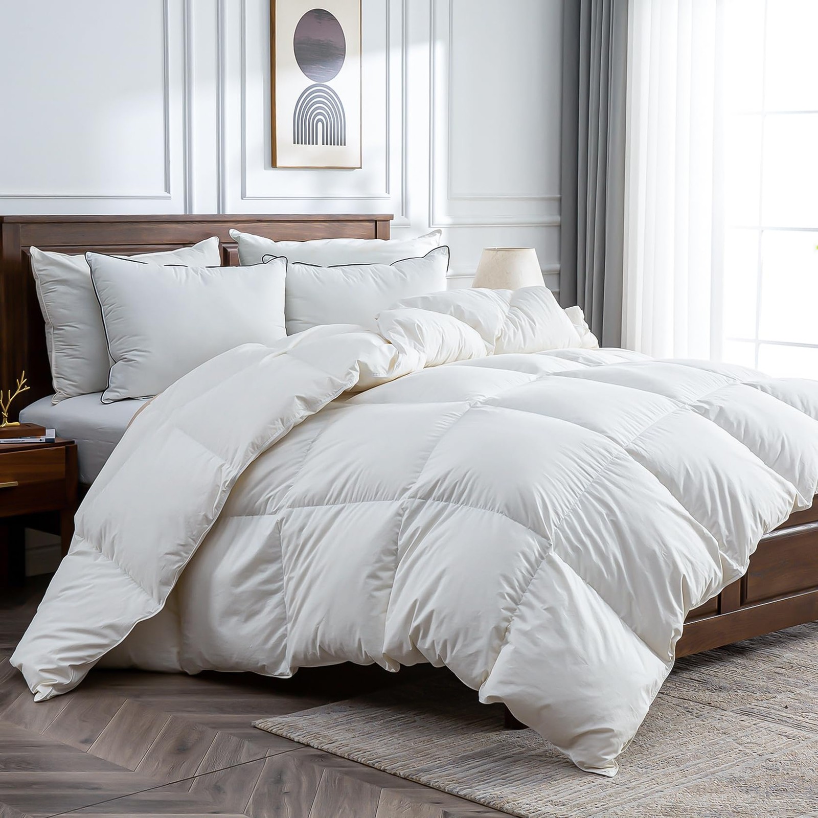 BPC Goose Feather Down Fiber Comforter King Size – 100% Organic Cotton Cover,…