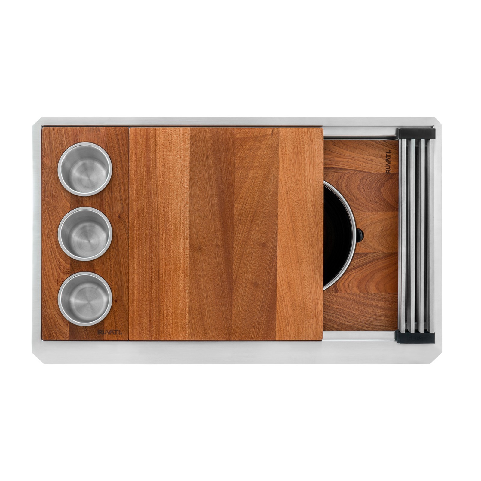 Ruvati 33″ Workstation Two-Tiered Ledge Undermount Kitchen Sink – RVH6222ST
