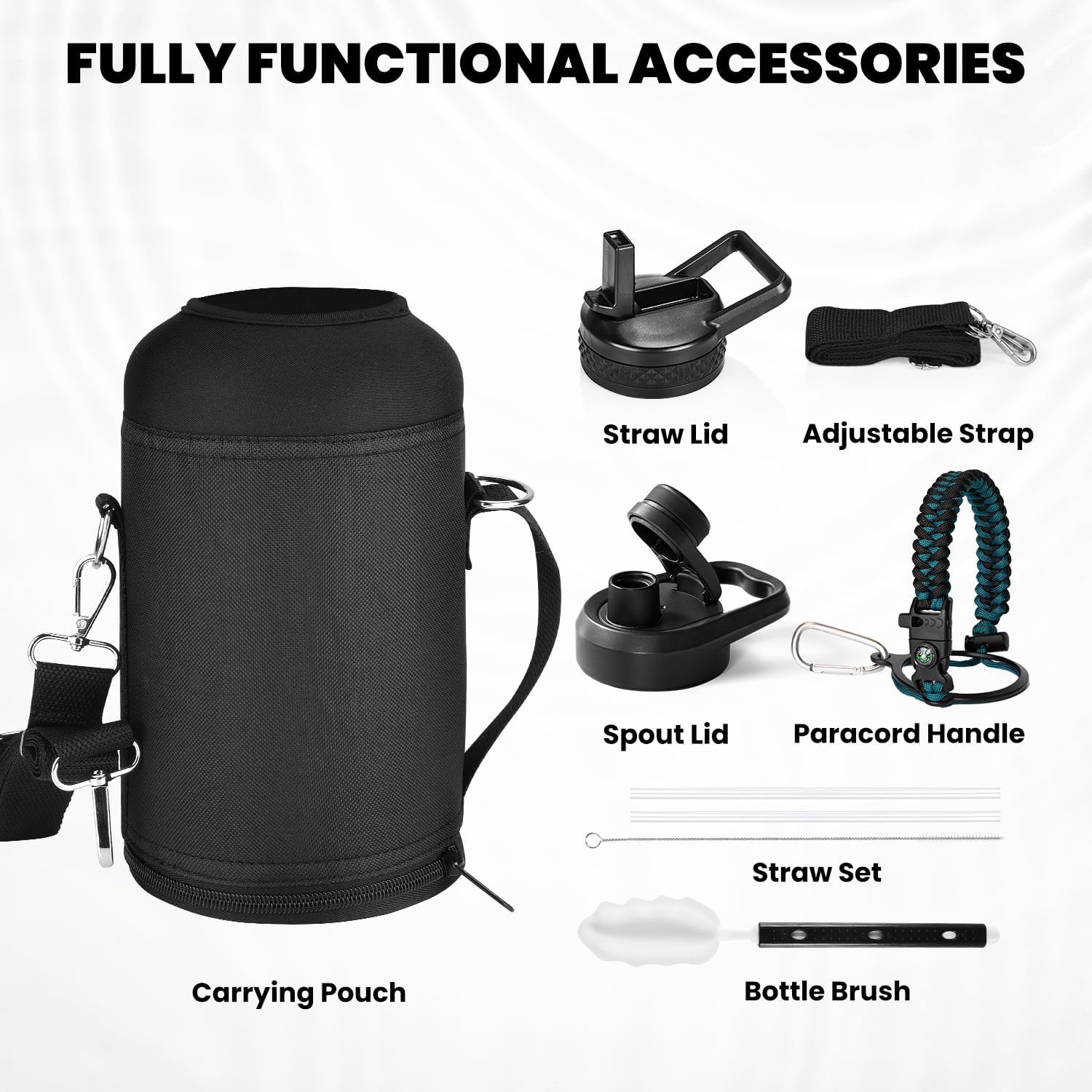 Insulated Water Bottle 64 Oz, Triple Wall Vacuum Stainless Steel (Cold for 48 Hr