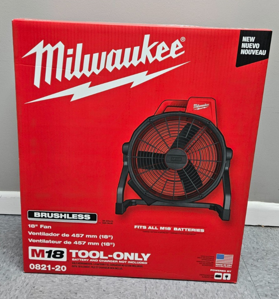 Milwaukee 0821-20 M18 18V 18″ Brushless Cordless Fan Tool Only Corded Option NEW