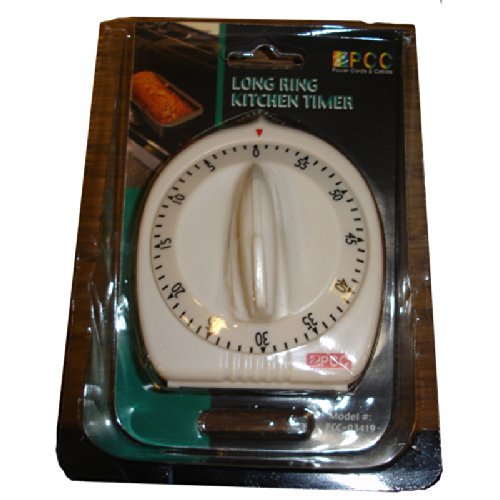Long Ring Metal Bell Kitchen Cooking Timer 60-Minute Analog Mechanical – 1pc New