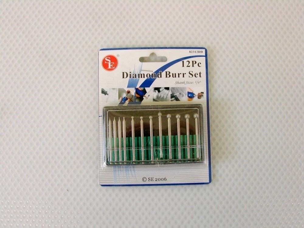 ASSORTED SIZE ROUND Diamond Burr 12-PIECE Set 1/8″ Shank BRAND NEW