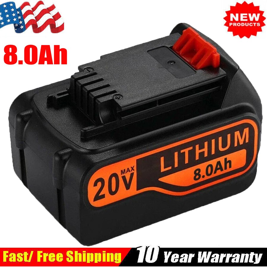 8.0AH 20V Lithium Battery for BLACK DECKER 20Volt LBXR20 LBX20 LB20 LB2X4020 New