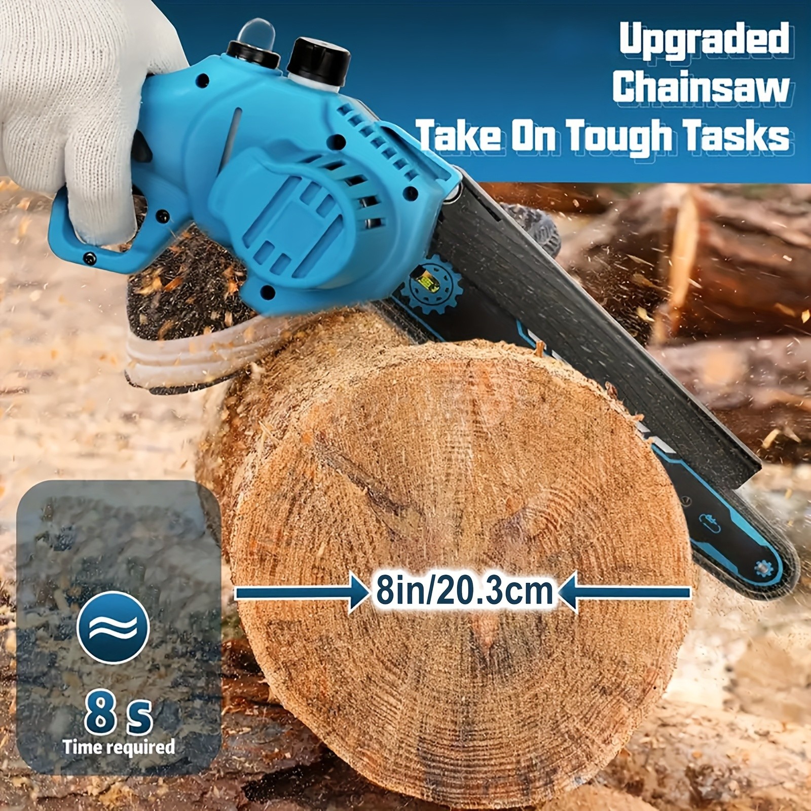for Makita 8inch Electric Mini Chainsaw Cordless Handheld Saw 2 Battery + 3Chain