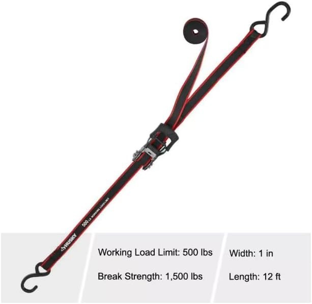 HUSKY RATCHET TIE-DOWN STRAPS 7-PACK 1 in. x 12 ft. Quick Release Hook 500 lbs.