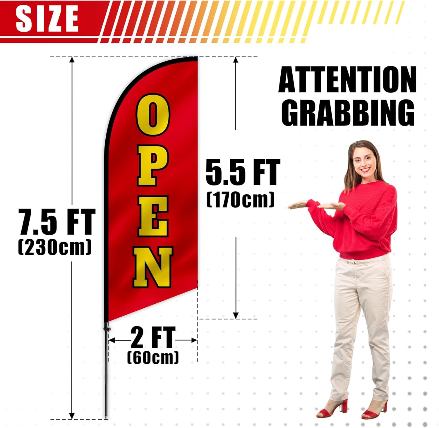 Anley 8 FT Open Feather Flag with Pole Kit with Storage Bag Outdoor Advertising