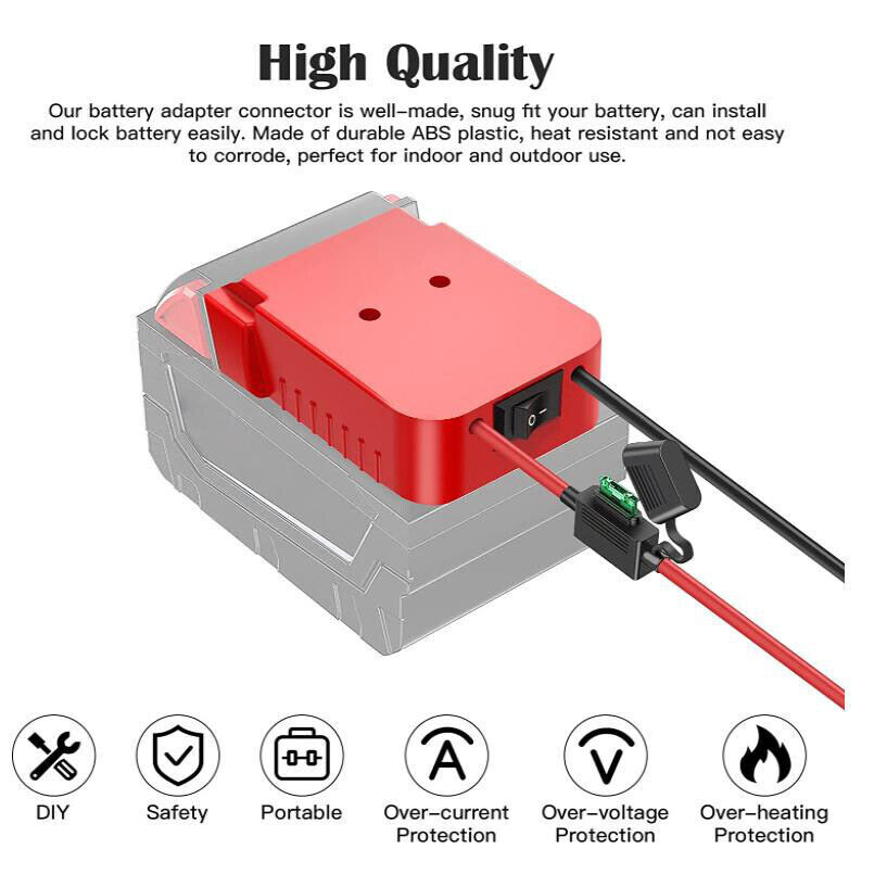 NEW Power Wheels DIY Adapter Compatible With Milwaukee M18 Battery 18V Connector