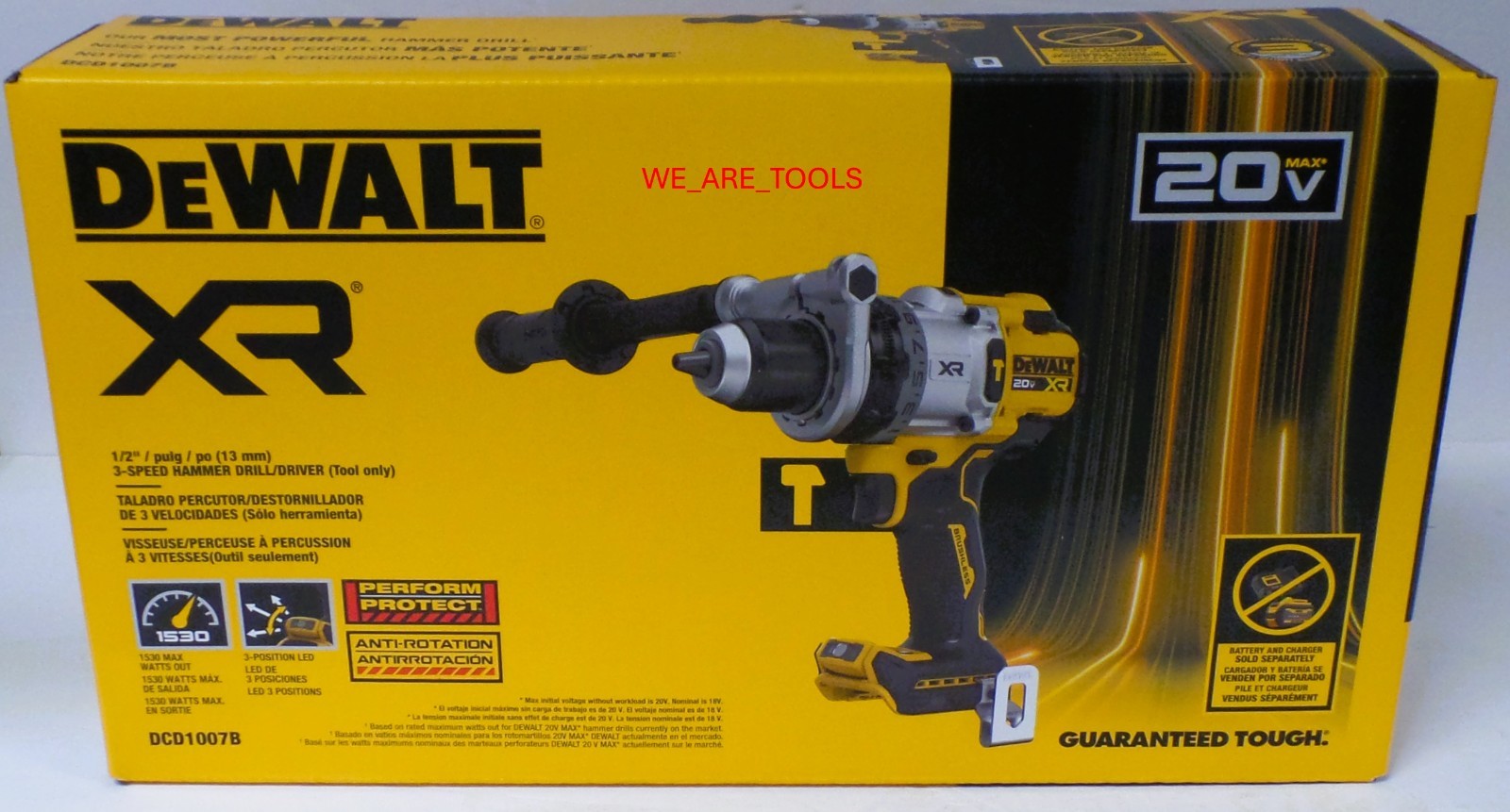 DeWalt DCD1007B 20V Max XR 1/2″ 3-Speed Hammer Drill Driver Brushless Cordless