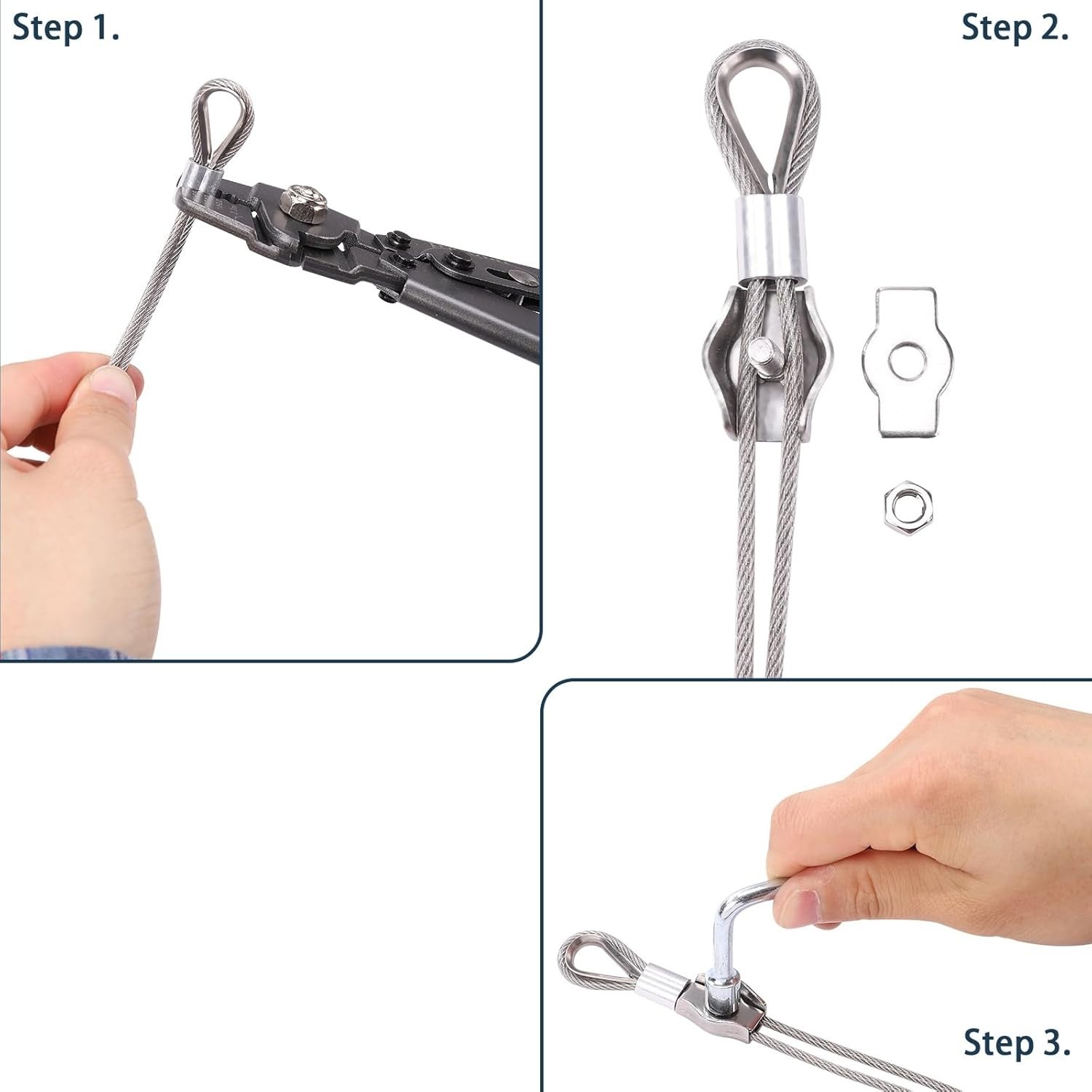 Sun Shade Sail Hardware Kit w/ 131ft Wire Rope Cable Turnbuckle Heavy Duty 243pc