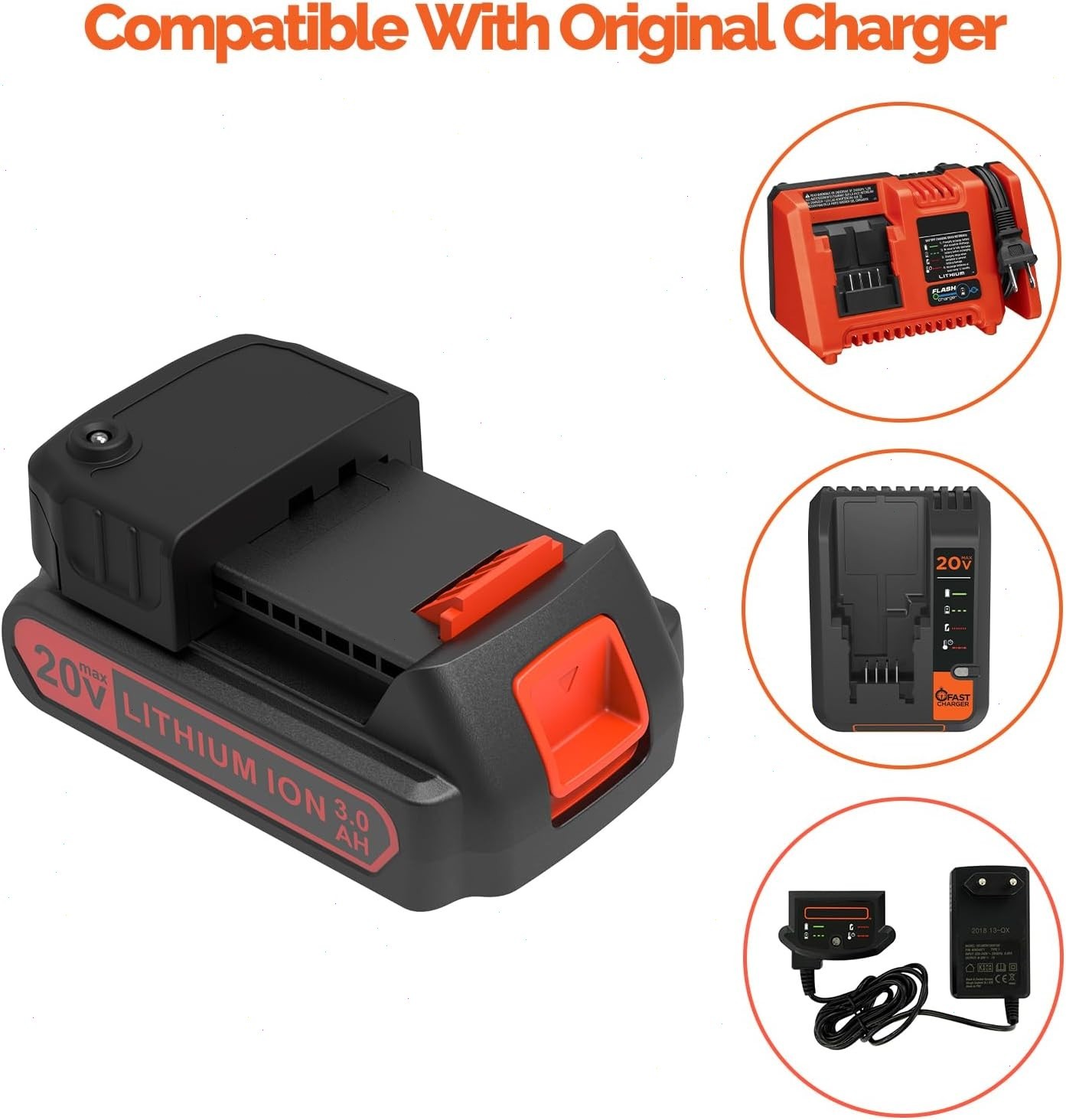 2 Pack 20V Lithium-ion 1.5Ah Battery for BLACK DECKER 20 Volt LBXR20 LBX20 LB20