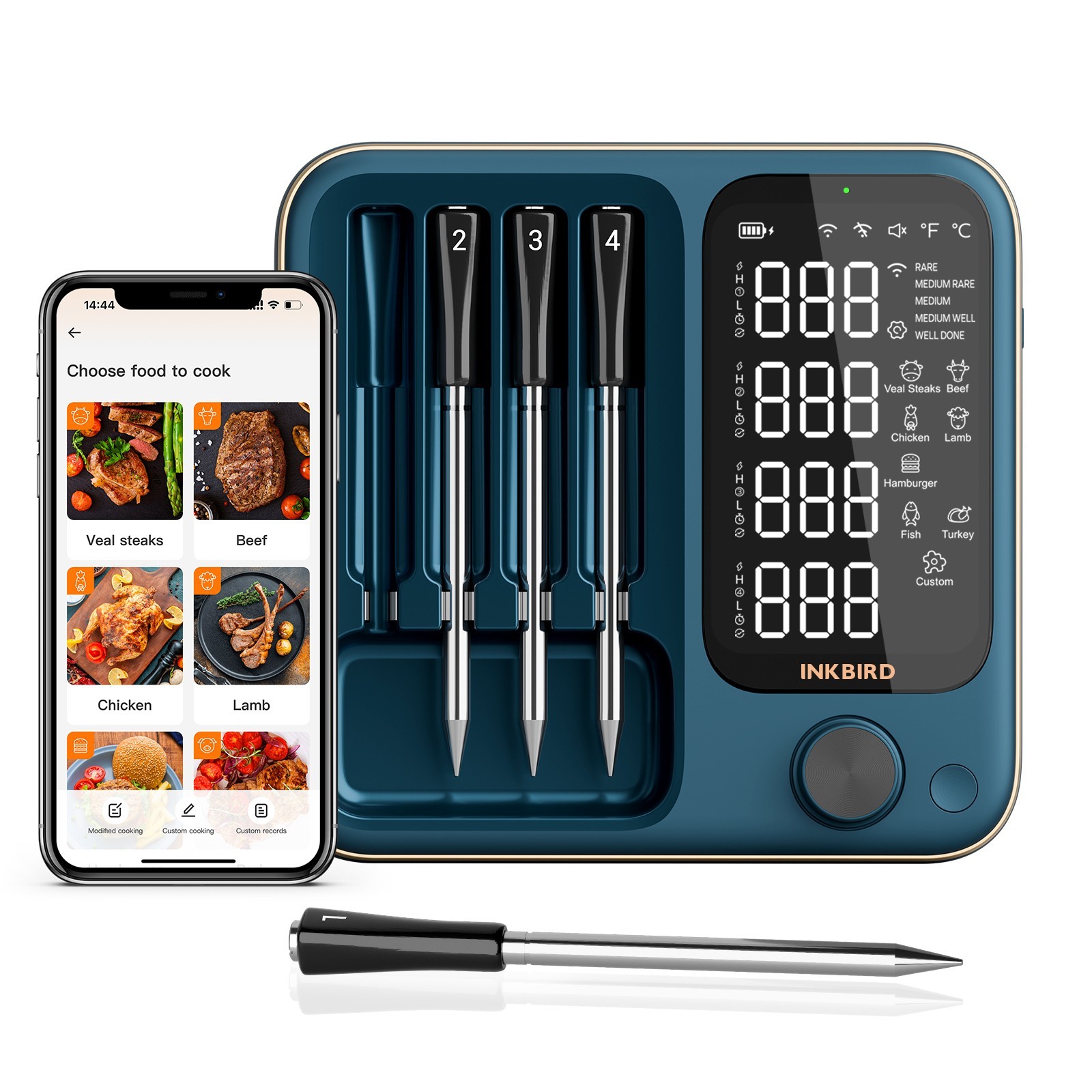 INKBIRD Wireless Meat Thermometer 5G WiFi Remote Food/Ambient Sensor Calibration