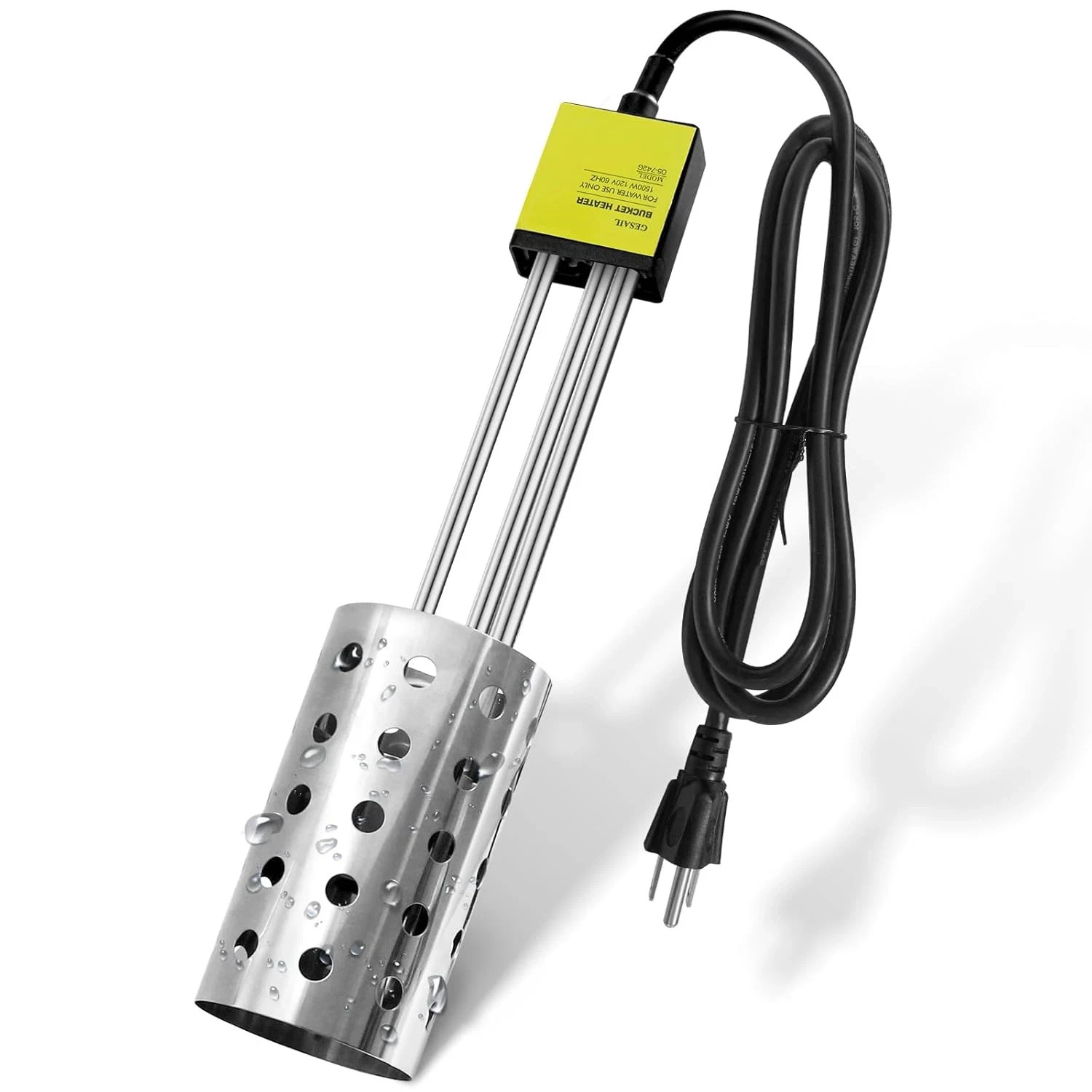 1500W Immersion Heater Bucket Water Heater with 304 Stainless Steel Guard