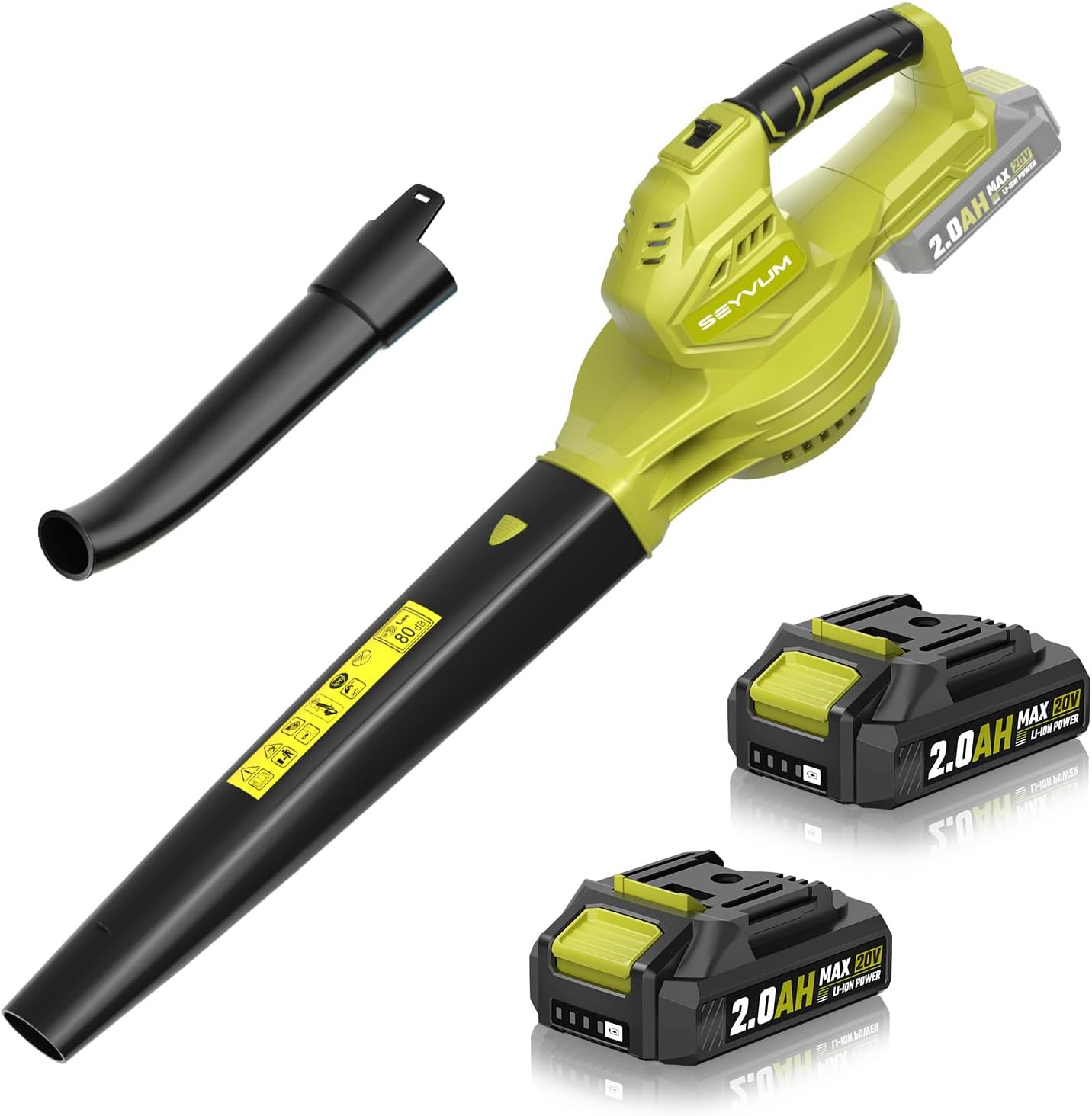 SEYVUM Leaf Blower 20V Cordless, with 2 x 2.0Ah Battery, 350 CFM 150 MPH | 15000